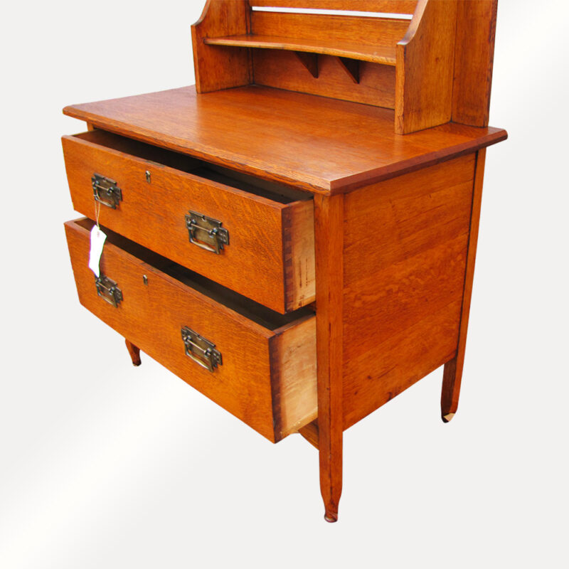 Antique Arts & Crafts Dresser with Inlay & Mirror W4467 - Image 3