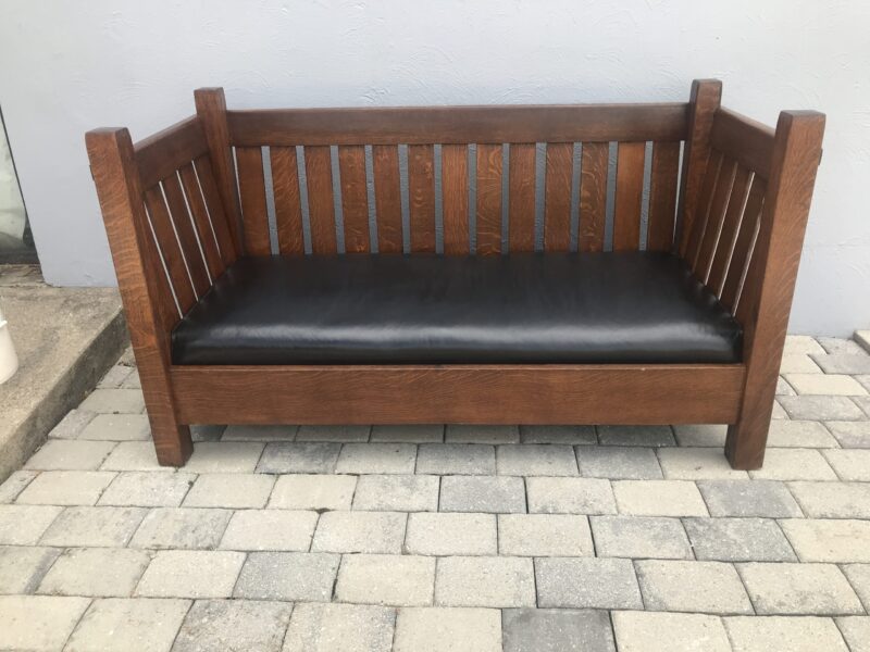 W4793 Gustav Stickley Golden Oak Crib Settle