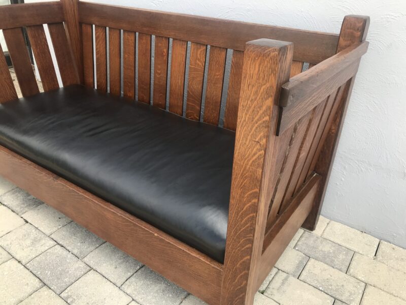 W4793 Gustav Stickley Golden Oak Crib Settle - Image 24