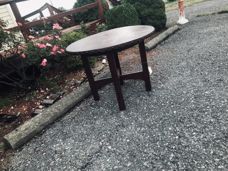 Antique Gustav Stickley Table with Original Leather Top W5310 - Image 5