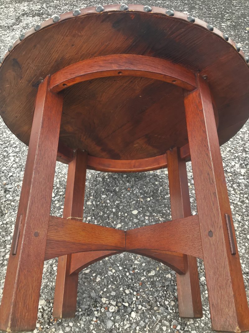 Antique Gustav Stickley Table with Original Leather Top W5310 - Image 16