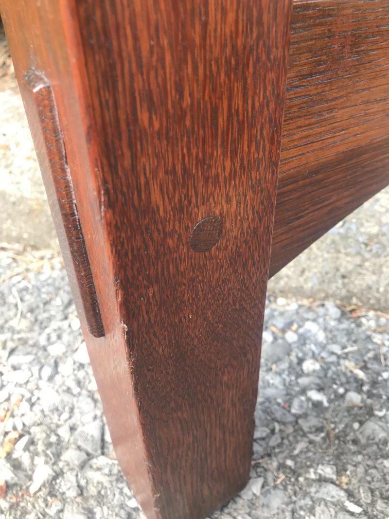 Antique Gustav Stickley Table with Original Leather Top W5310 - Image 2