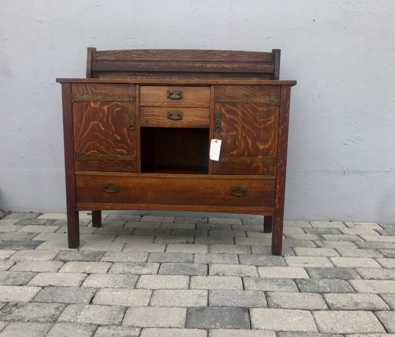 W5899 SUPERB L&G Stickley Sideboard with Hammered Copper Strap - Image 3