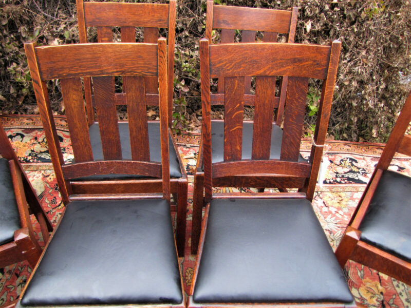 Antique Set of 6 Arts & Crafts Side Chairs. W5491 W5492 - Image 3