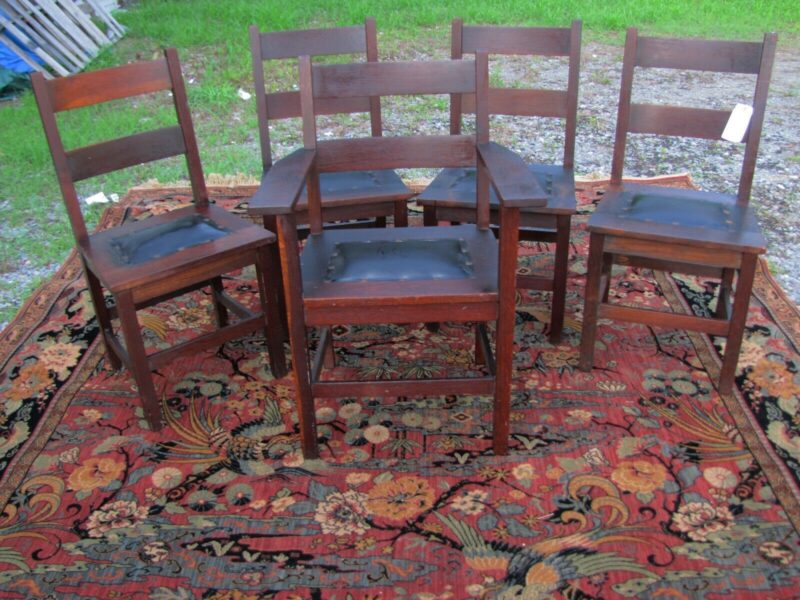 Antique Set of Five Gus Stickley Dining Chairs w5655 - Image 2