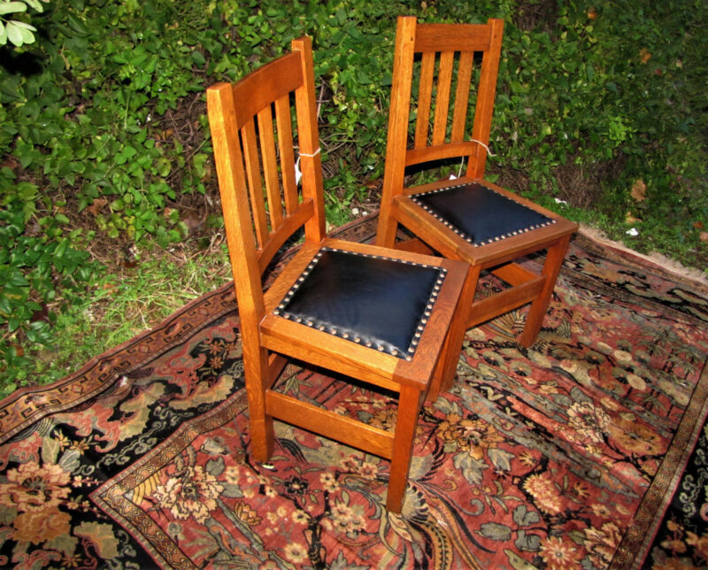 Superb & Rare Antique Pair of Stickley Brothers Side Chairs. W5414 - Image 3