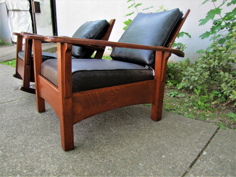 Antique Pair of Limbert Rocking Chair & Morris Chair. W1158 W2589 - Image 5