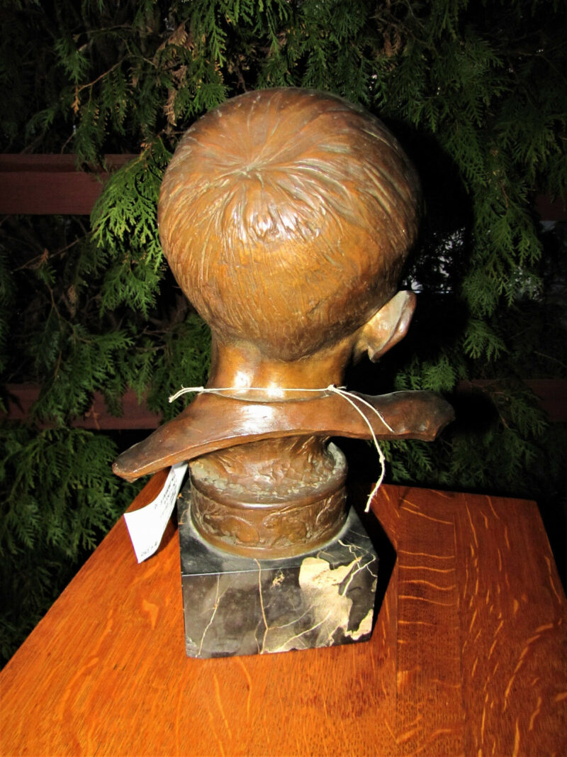 Antique Roman Bronze Works NY Boy Bust Sculpted by C. Luini. W5082 - Image 9