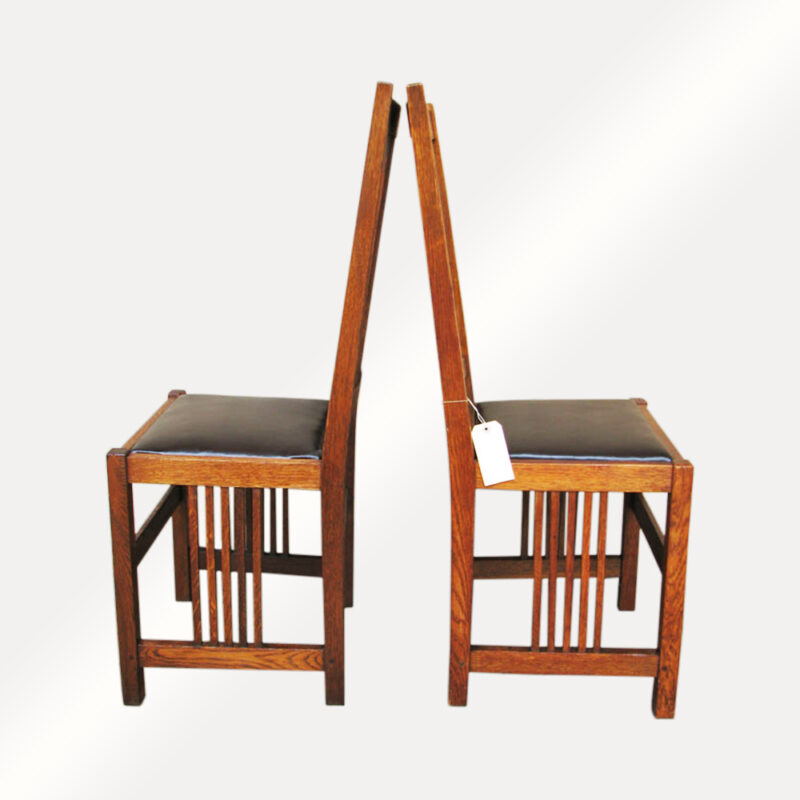 Superb Rare Pair of GUSTAV STICKLEY High Back Spindle Chairs (F831 & F6595) - Image 2