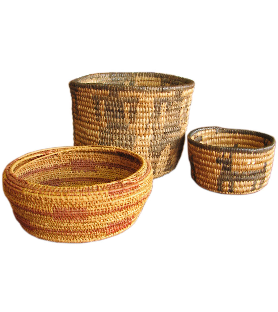 Native American  3 Woven Baskets F8187