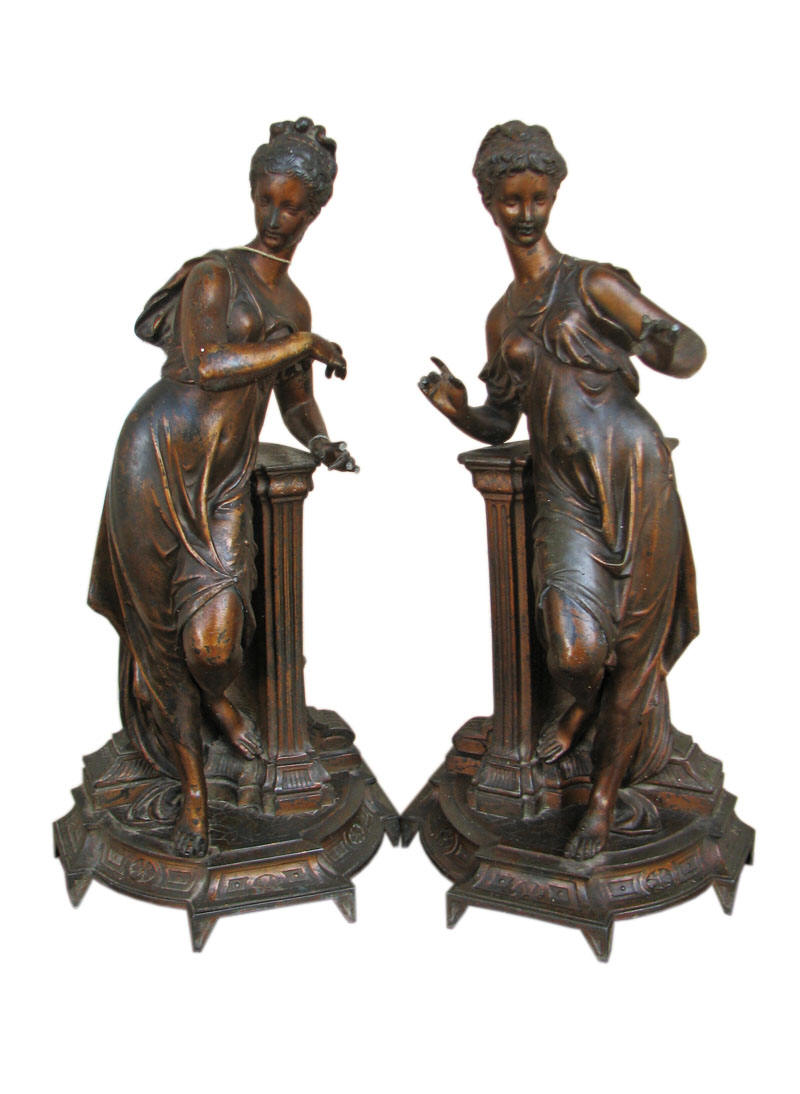 Pair of Bronzed Bookends or Statues F8207