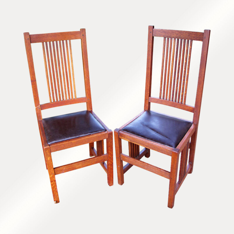 Superb Rare Pair of GUSTAV STICKLEY High Back Spindle Chairs (F831 & F6595) - Image 3