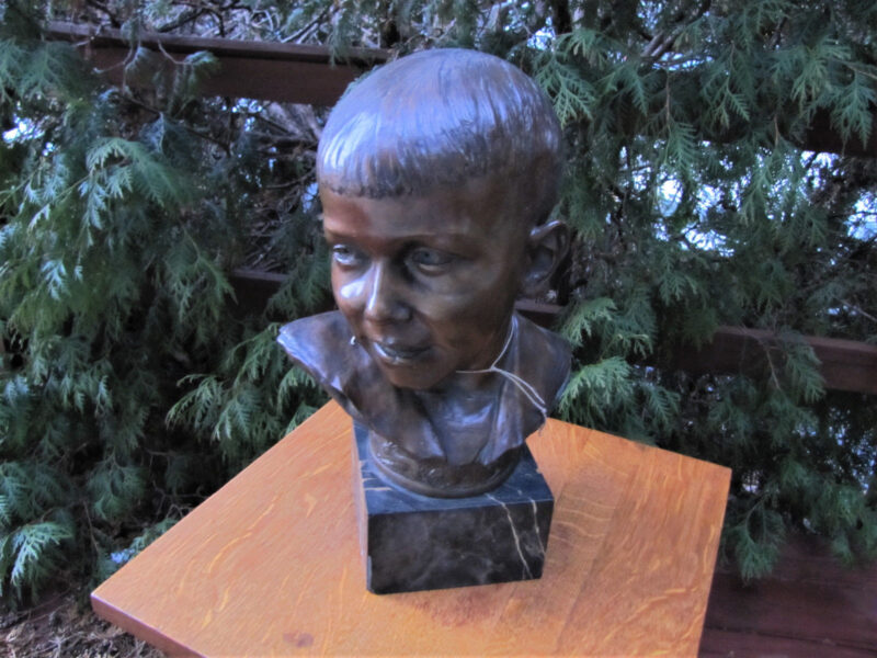 Antique Roman Bronze Works NY Boy Bust Sculpted by C. Luini. W5082