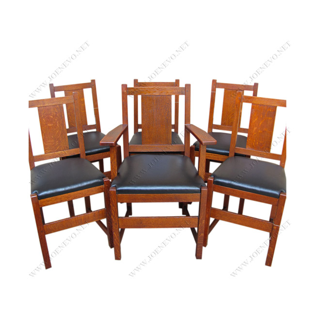 SUPERB Antique L&jG STICKLEY set of six dining chairs | ff1016