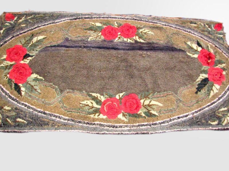 Antique American Folk Art Hooked Rug. RR2681 - Image 2