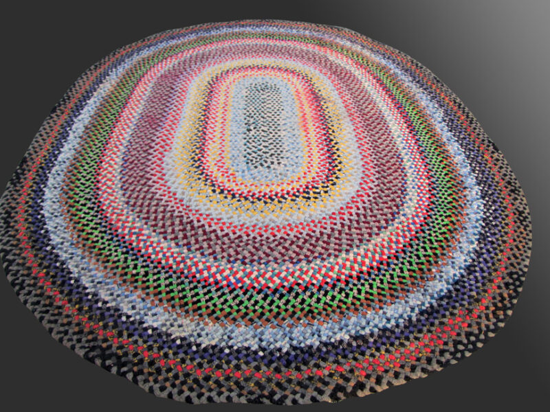 Antique American Folk Art Large Braided Rug. RR2826 - Image 2