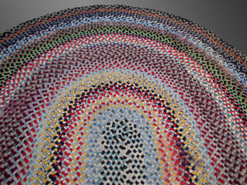 Antique American Folk Art Large Braided Rug. RR2826 - Image 3