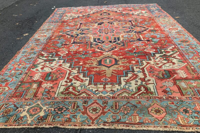 Superb Lg ANTIQUE   Persian   HERIZ  oriental rug CIRCA 1920s 9' 3" By 13'3"   rr4857