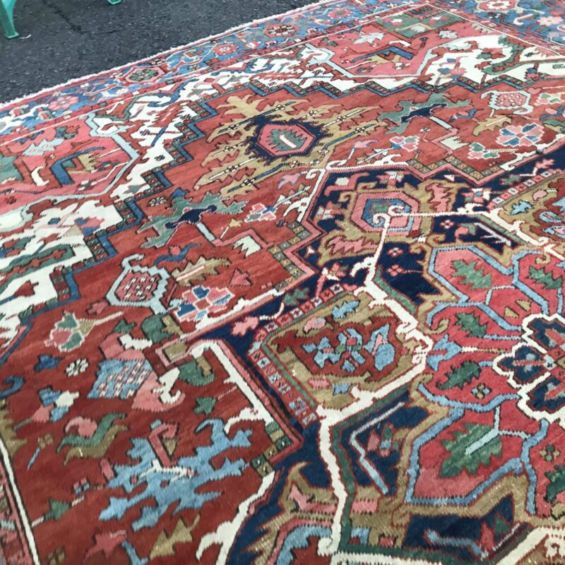 Superb Lg ANTIQUE   Persian   HERIZ  oriental rug CIRCA 1920s 9' 3" By 13'3"   rr4857 - Image 12