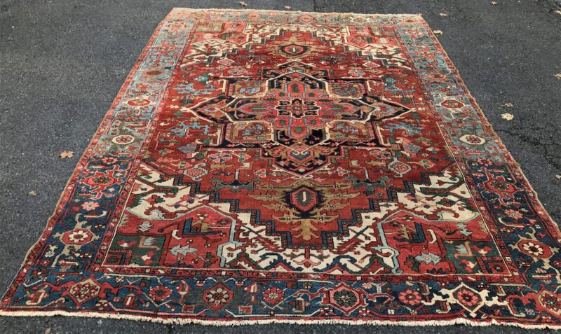 Superb Lg ANTIQUE   Persian   HERIZ  oriental rug CIRCA 1920s 9' 3" By 13'3"   rr4857 - Image 20