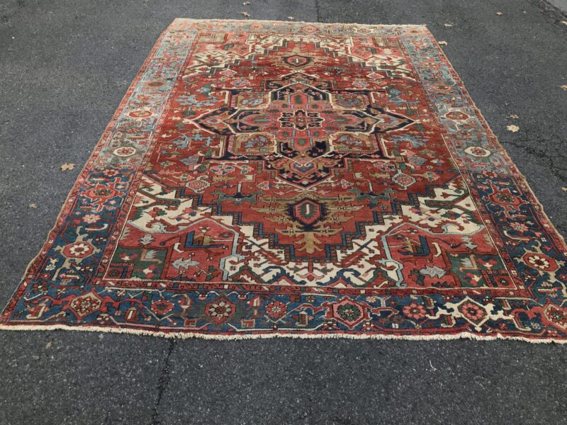 Superb Lg ANTIQUE   Persian   HERIZ  oriental rug CIRCA 1920s 9' 3" By 13'3"   rr4857 - Image 21
