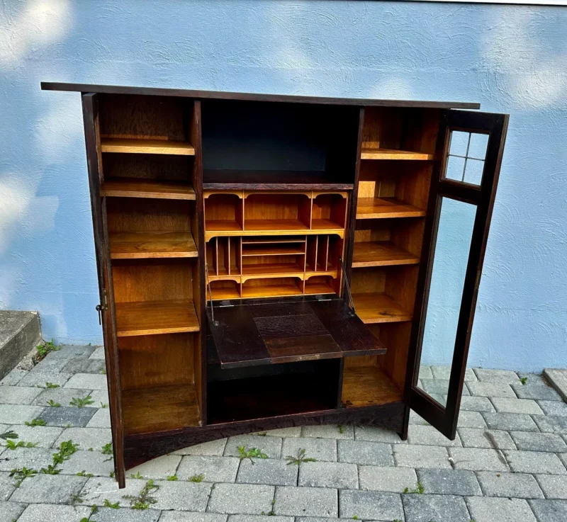 SUPERB GUSTAV STICKLEY original RARE BOOKCASE / DROP FRONT DESK - circa 1901 - Image 3