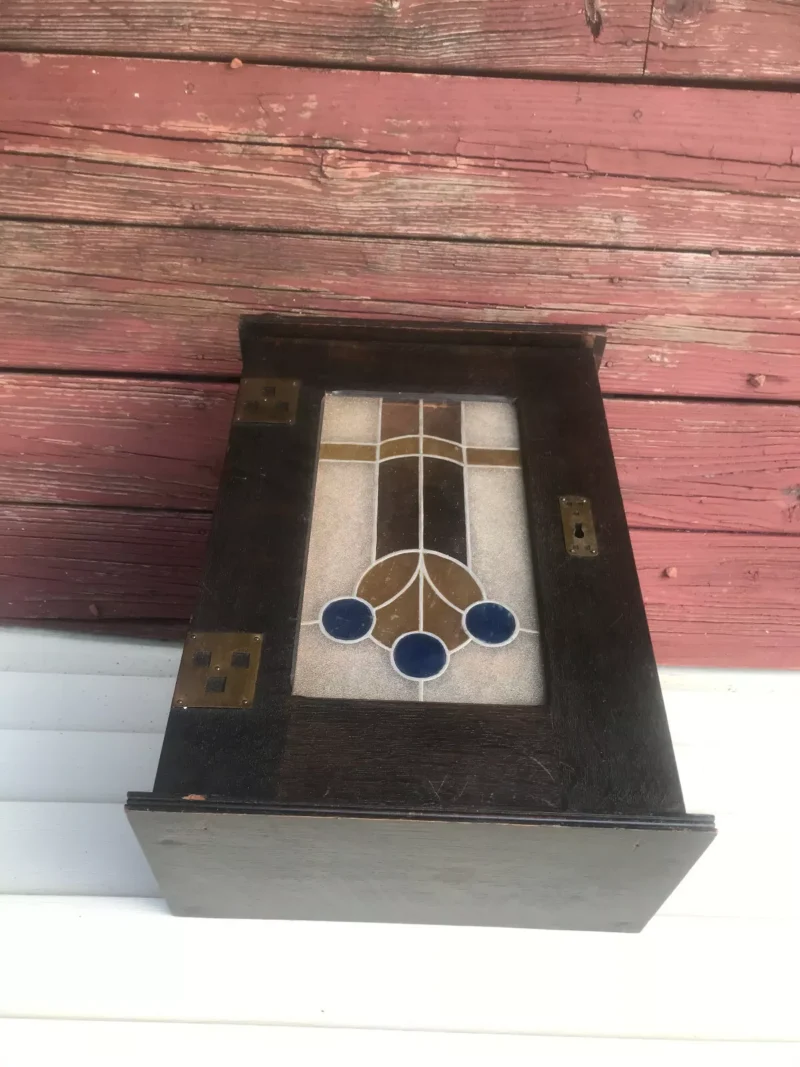 Antique Arts & Crafts Cabinet Stained Glass Stickley Era - w7057 - Image 6