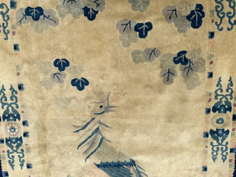 Vintage DECO oriental Chinese rug, 100% wool in good shape rr3604 - Image 4