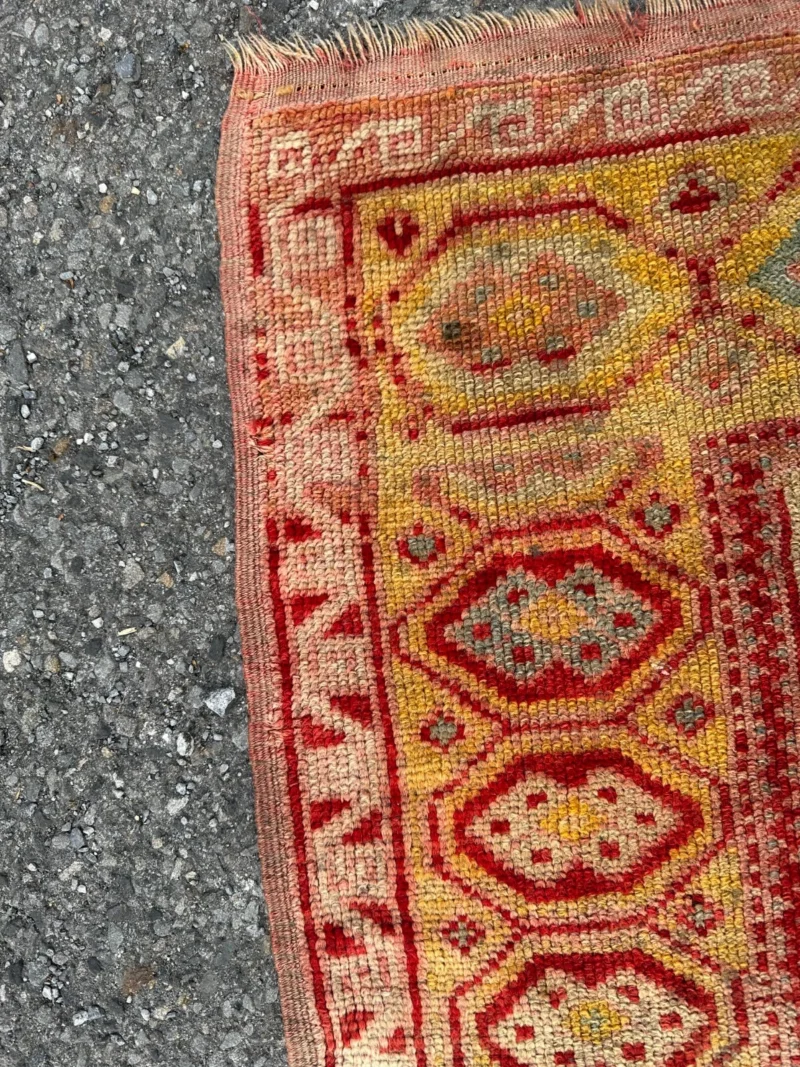 ANTIQUE TURKISH Oushak Oriental Prayer Rug 3' 6" x 4' 7" - Dated - RR5020 - Image 13