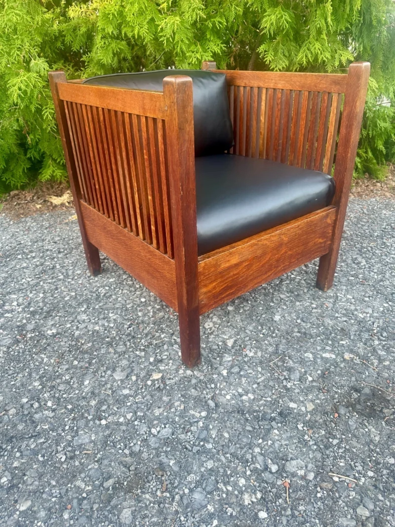 Antique Gustav Stickley Cube Chair - W8378 - Image 21