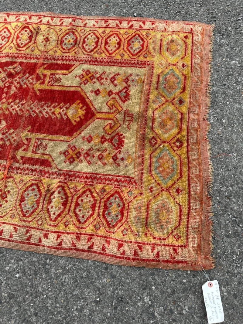 ANTIQUE TURKISH Oushak Oriental Prayer Rug 3' 6" x 4' 7" - Dated - RR5020 - Image 14
