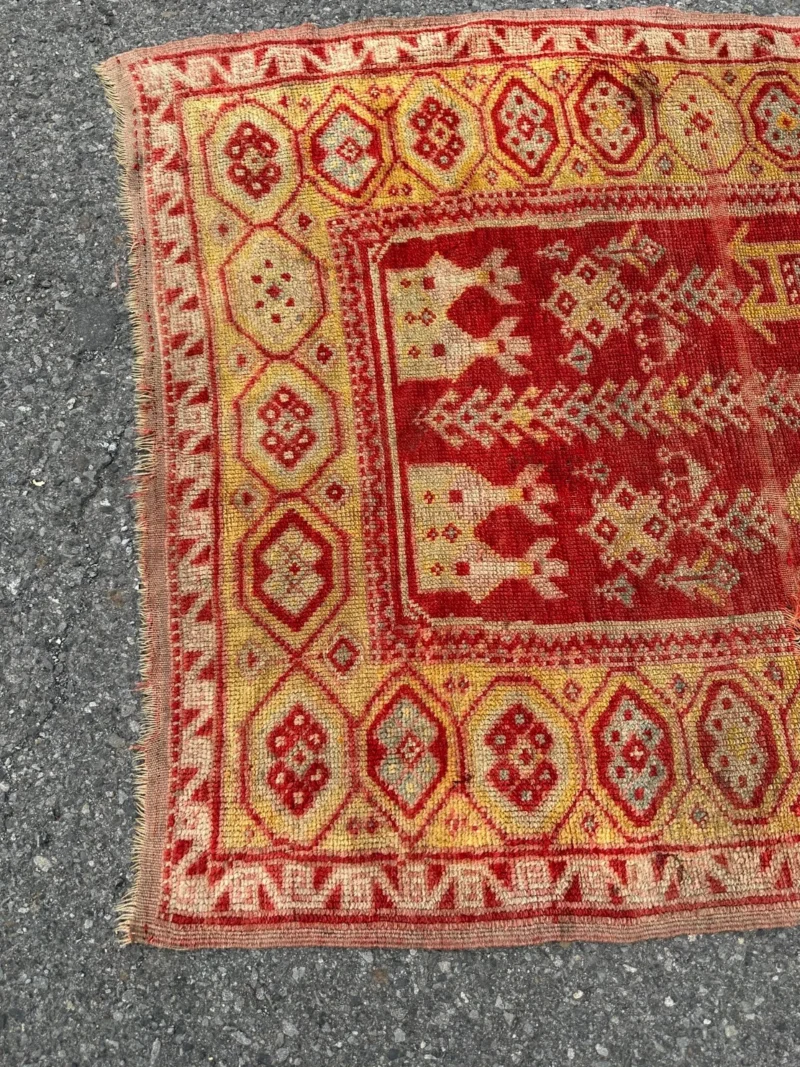 ANTIQUE TURKISH Oushak Oriental Prayer Rug 3' 6" x 4' 7" - Dated - RR5020 - Image 15