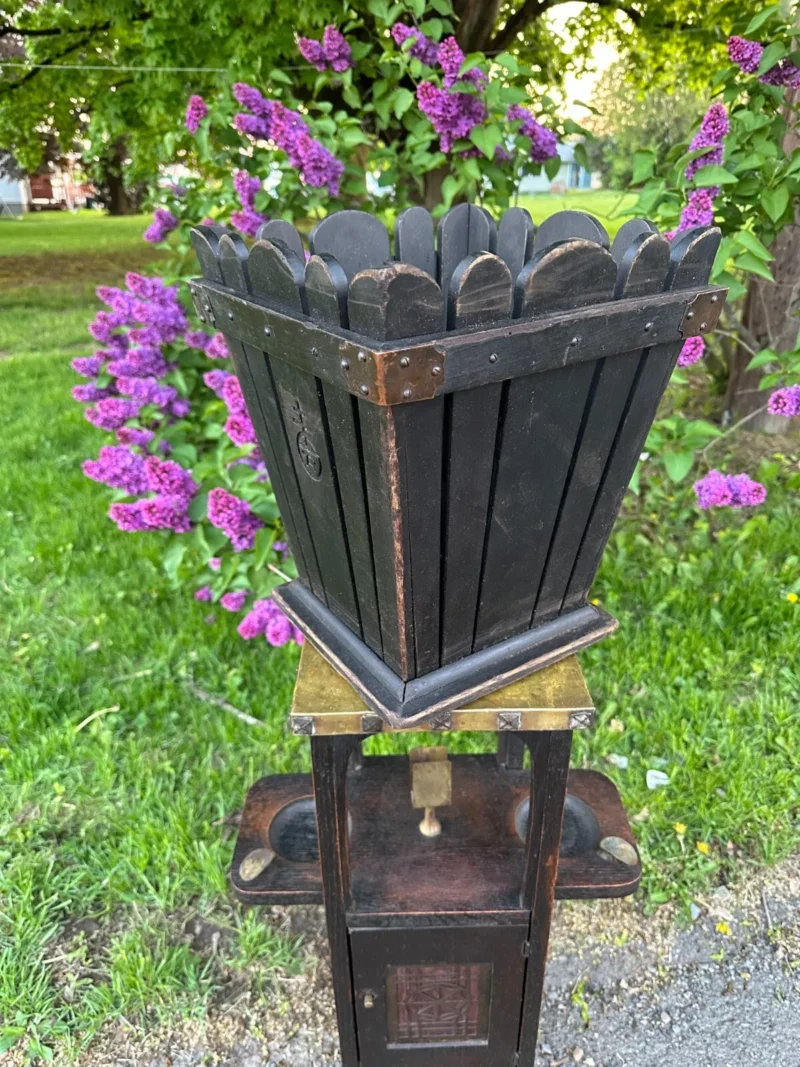 Rare ROYCROFT wastebasket with the fume black finish Stickley era - w7612 - Image 12