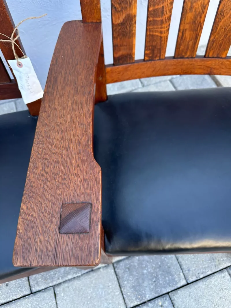 ANTIQUE SUPERB great GUSTAV STICKLEY EARLY Dining Chairs V Back MISSION Oak - w0002 - Image 12