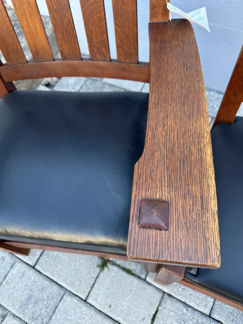 ANTIQUE SUPERB great GUSTAV STICKLEY EARLY Dining Chairs V Back MISSION Oak - w0002 - Image 13