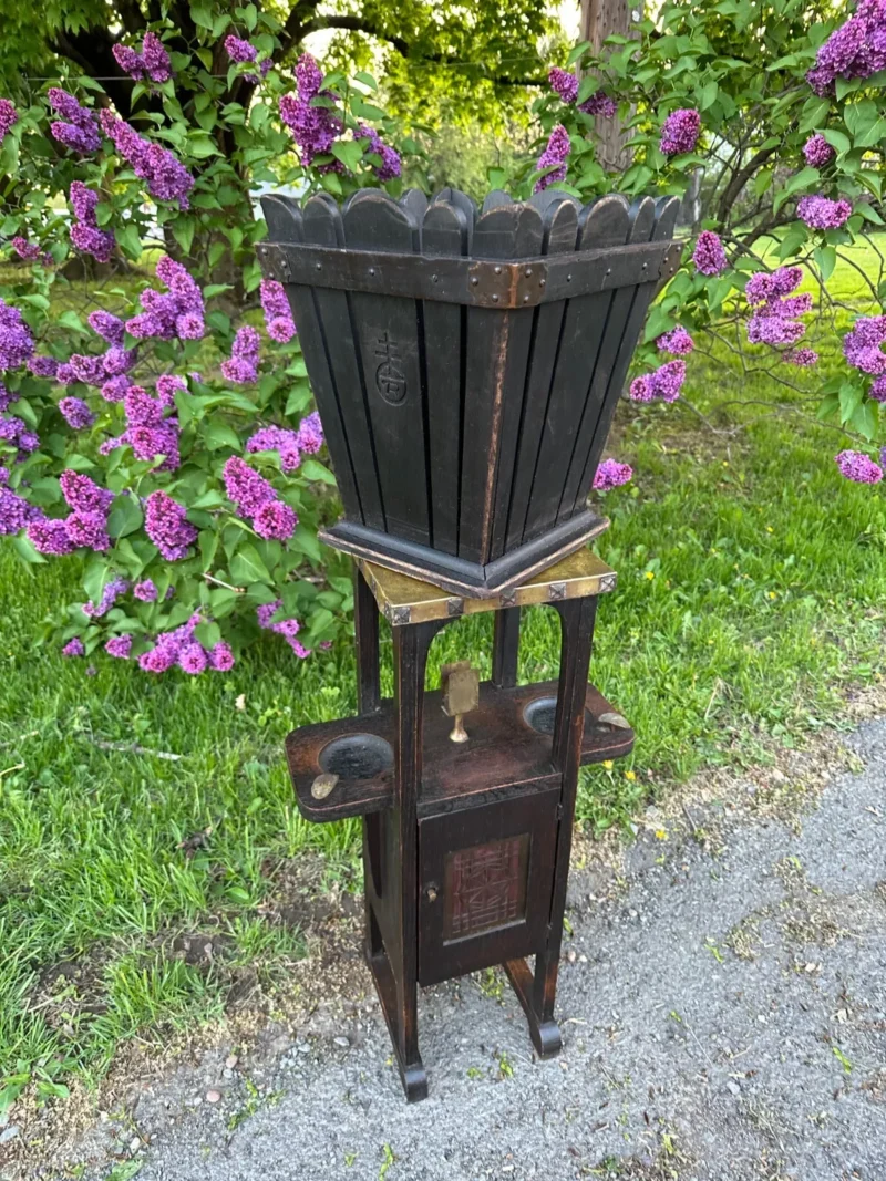 Rare ROYCROFT wastebasket with the fume black finish Stickley era - w7612 - Image 7