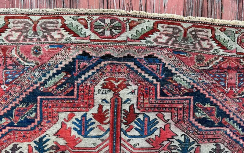 ANTIQUE early 1900s good design hand knotted oriental rug 4'5"x5'5" - RR4797 - Image 8