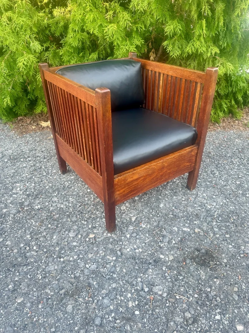 Antique Gustav Stickley Cube Chair - W8378 - Image 4