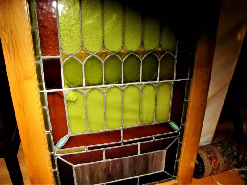 Antique Large Stained Glass Door / Window Stickley Era - W5481 - Image 3