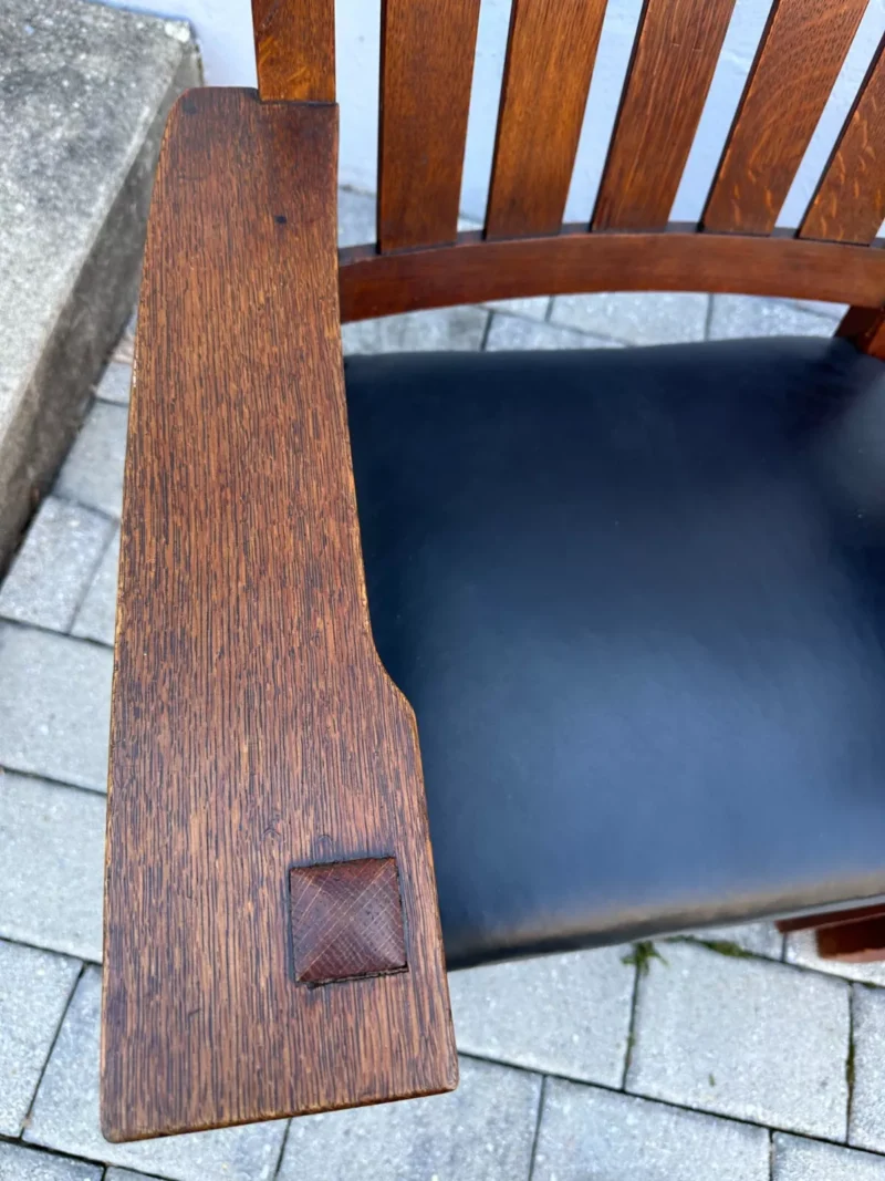 ANTIQUE SUPERB great GUSTAV STICKLEY EARLY Dining Chairs V Back MISSION Oak - w0002 - Image 14