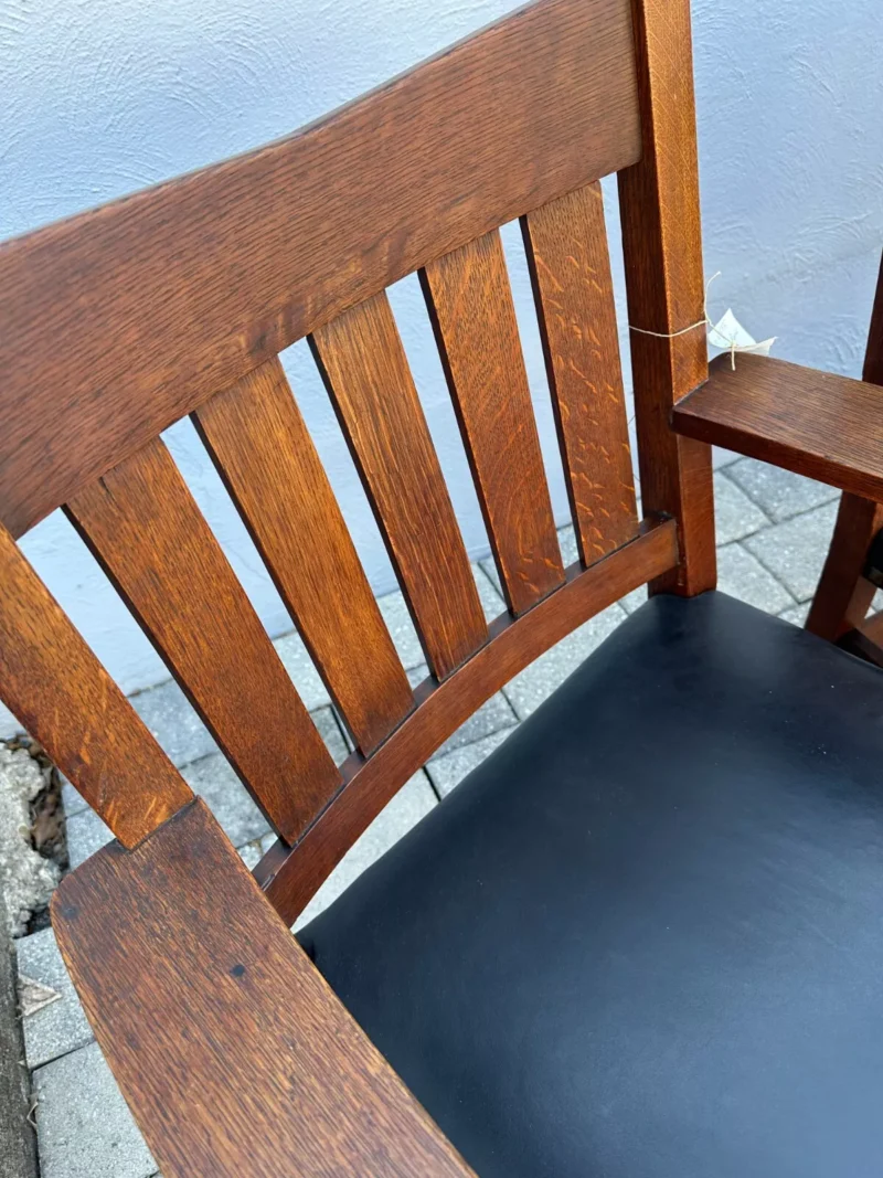 ANTIQUE SUPERB great GUSTAV STICKLEY EARLY Dining Chairs V Back MISSION Oak - w0002 - Image 15