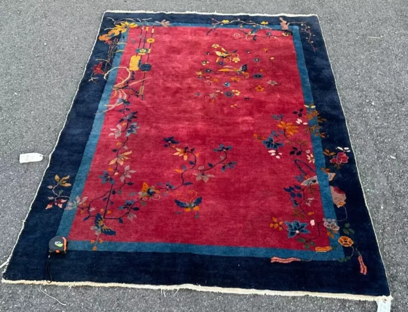 Art Deco Handmade Rug from 1930s - 6 feet by 8 feet 9 in - RR4847