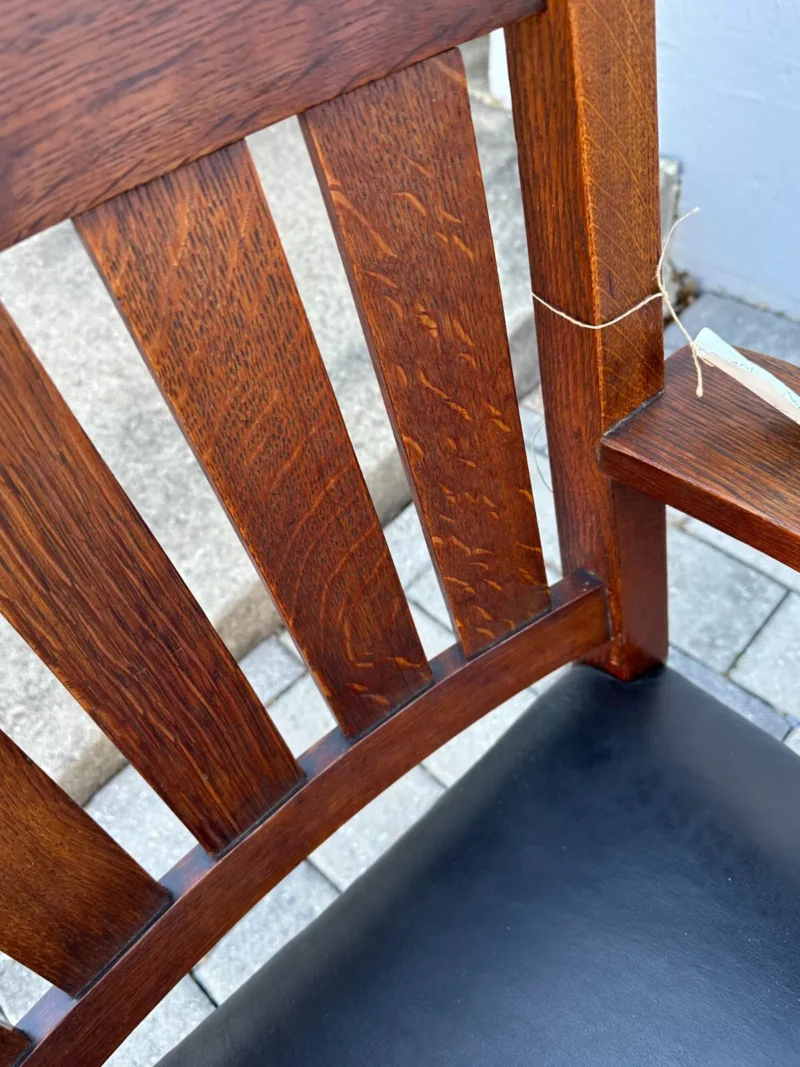 ANTIQUE SUPERB great GUSTAV STICKLEY EARLY Dining Chairs V Back MISSION Oak - w0002 - Image 2