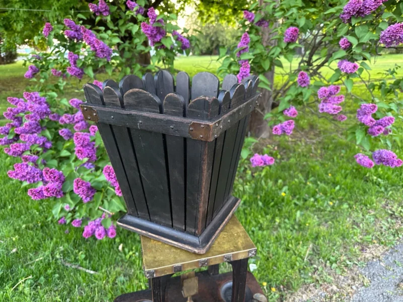 Rare ROYCROFT wastebasket with the fume black finish Stickley era - w7612 - Image 20