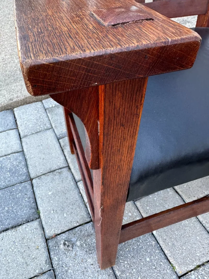 ANTIQUE SUPERB great GUSTAV STICKLEY EARLY Dining Chairs V Back MISSION Oak - w0002 - Image 3