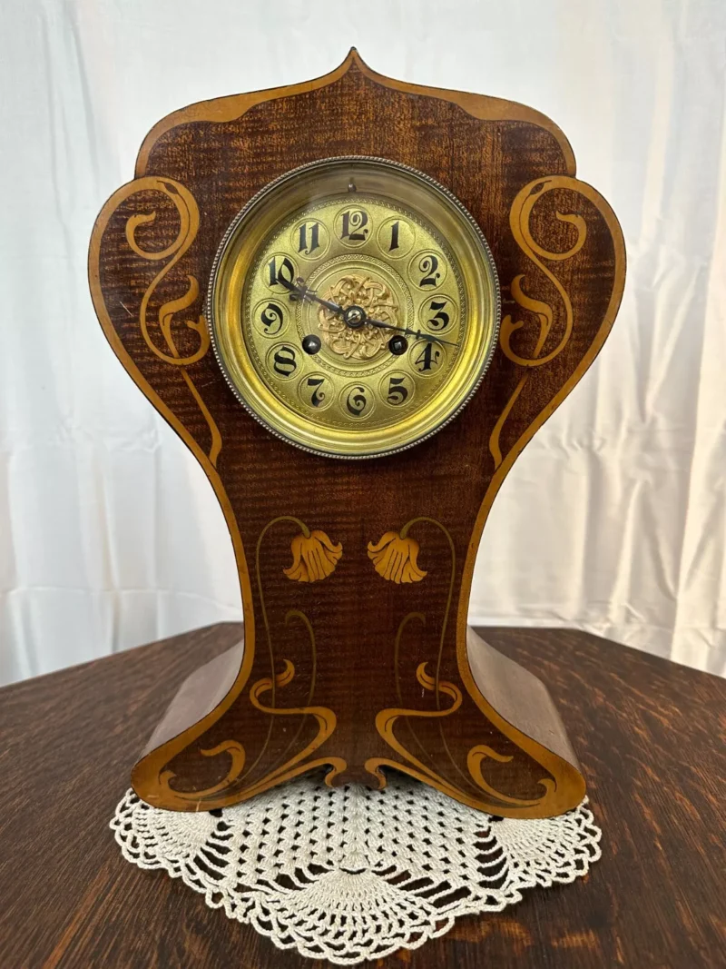 Antique ARTS & CRAFTS Inlaid MANTLE CLOCK Stickley Era W5645 - Image 2