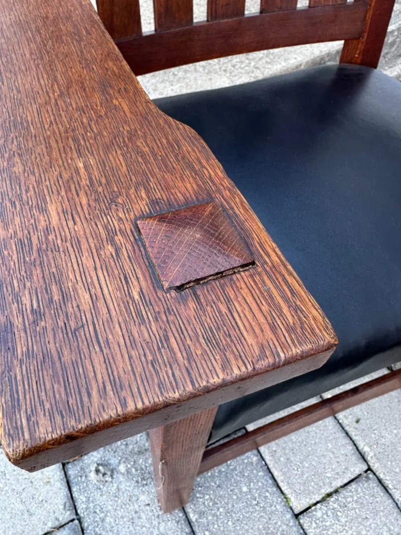 ANTIQUE SUPERB great GUSTAV STICKLEY EARLY Dining Chairs V Back MISSION Oak - w0002 - Image 5
