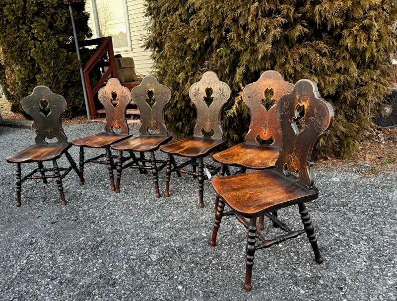 ANTIQUE A&C Stickley, Limbert era set of 6 chairs (STICKLEY ERA) - Image 14