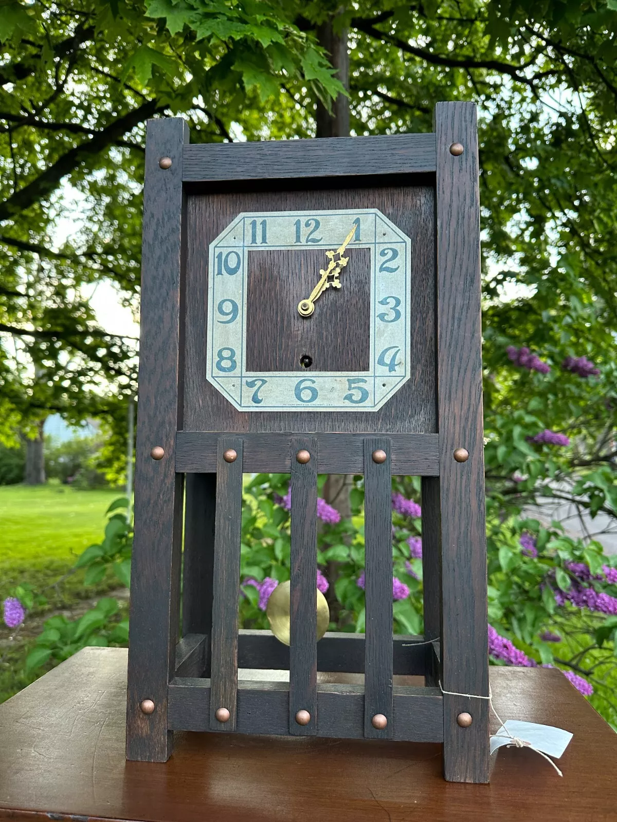 Antique SHOP OF THE CRAFTER mantel clock OSCAR ONKEN Stickley era - w7530 - Image 2