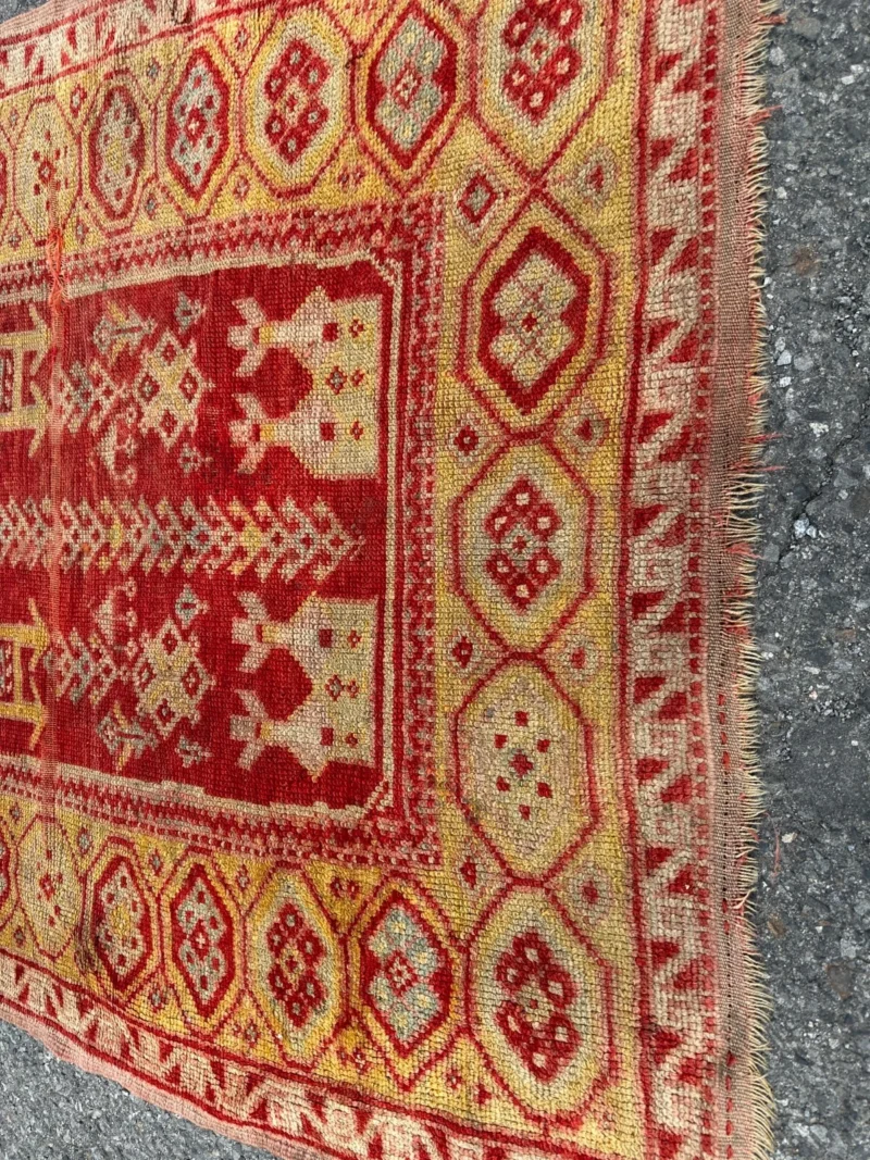 ANTIQUE TURKISH Oushak Oriental Prayer Rug 3' 6" x 4' 7" - Dated - RR5020 - Image 6
